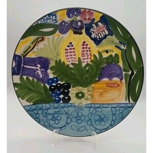 crate&barrel Favanol Martinique Dinner Plate Hand Painted Portugal 10.5"